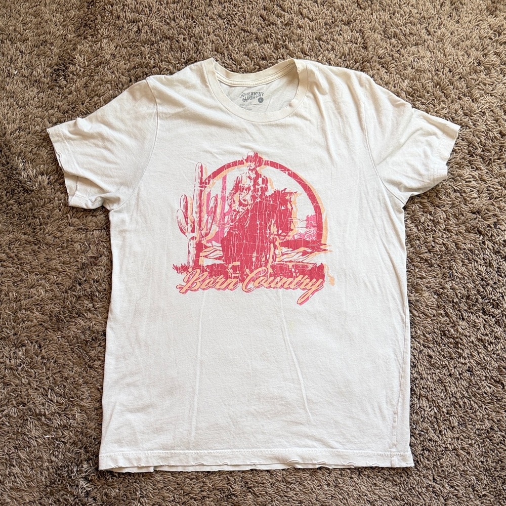 Born Country Adventure Tee in Cream and Red